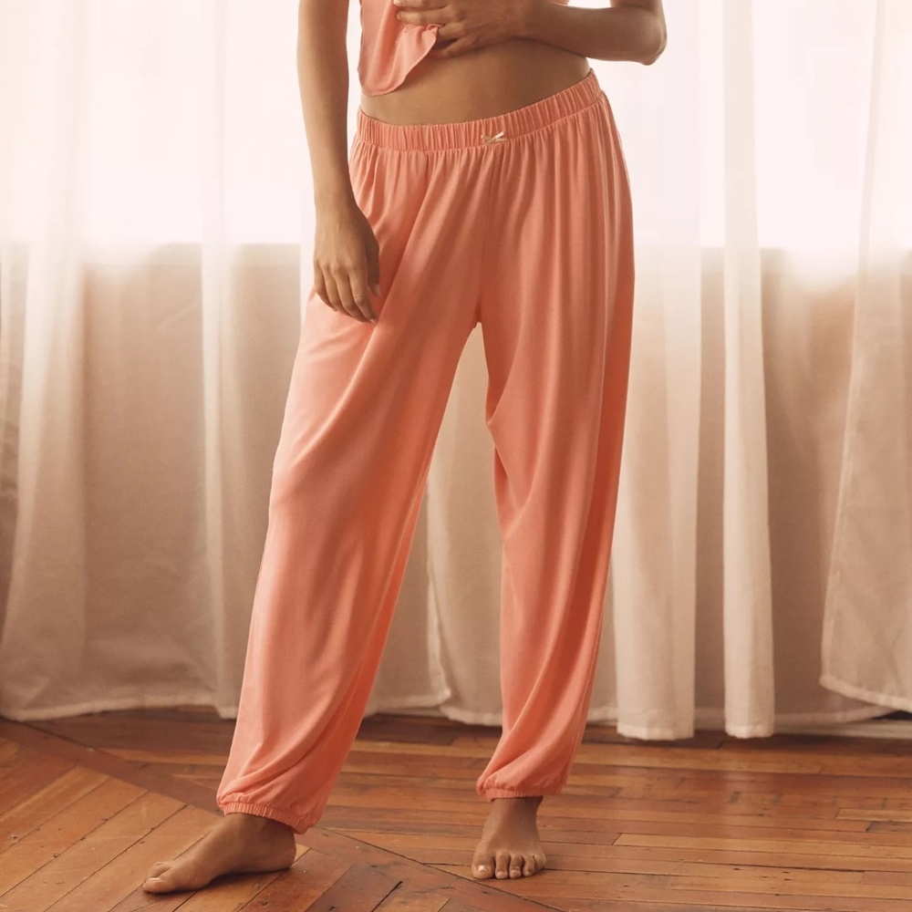 Anthropologie The Briar Pajama Pants: Jogger Edition Sunset Pink Loungers L NWT